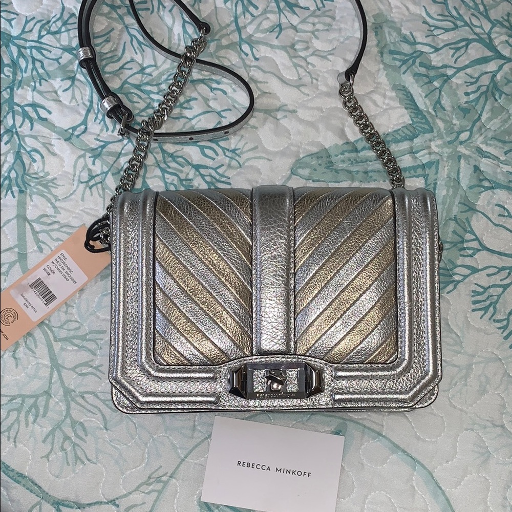 Rebecca Minkoff Silver and Gold Quilted Crossbody Bag